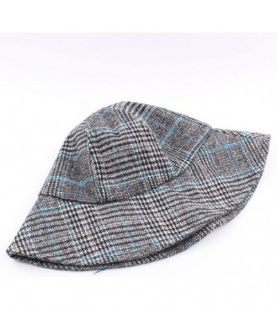 Berets Womens Hats Vintage Twill Plaid Cotton Cap Fisherman Sunshade Berets - Gray - CN18I8NU4EL