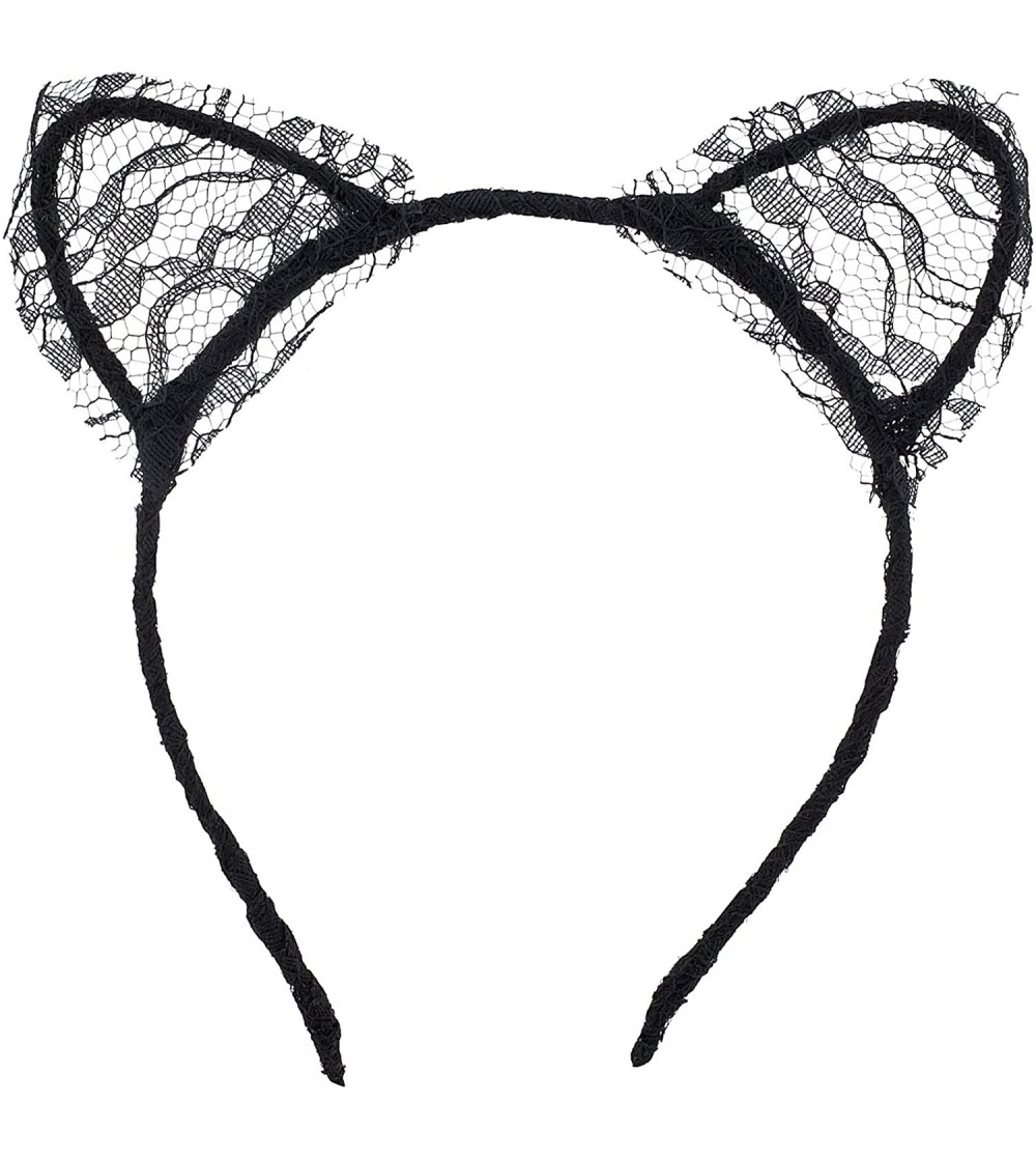Headbands Girls Cat Ears Costume Accessory Headband - Mesh Lace - CW128XNXL71