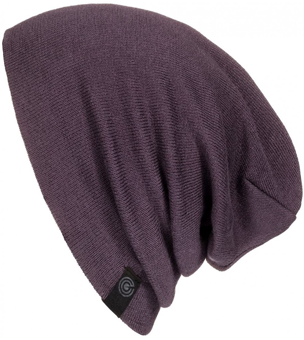 Skullies & Beanies Warm Slouchy Beanie Hat for Men and Women- Deliciously Soft Daily Beanie in Fine Knit - Eggplant - CB185KH...