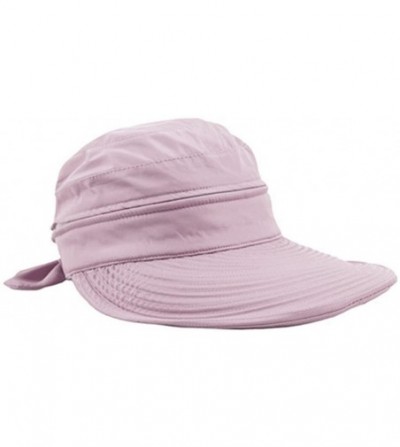 Sun Hats Women Wide Brim Visor Anti-UV Sun Protection 2 in 1 Summer Sun Hat Cap - Pink - C012HEW0DDR