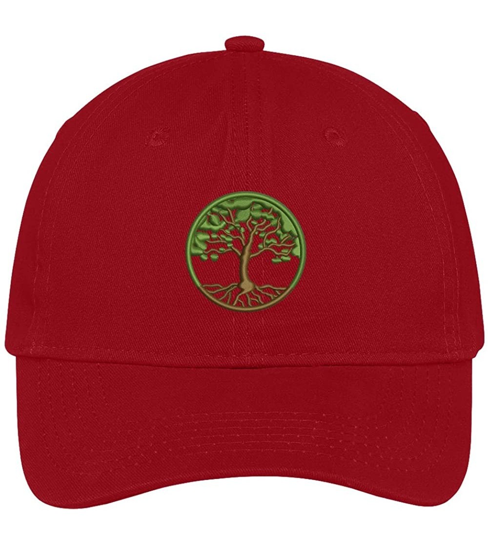 Baseball Caps Tree of Life Embroidered Cap Premium Cotton Dad Hat - Red - CQ183CIE0L2