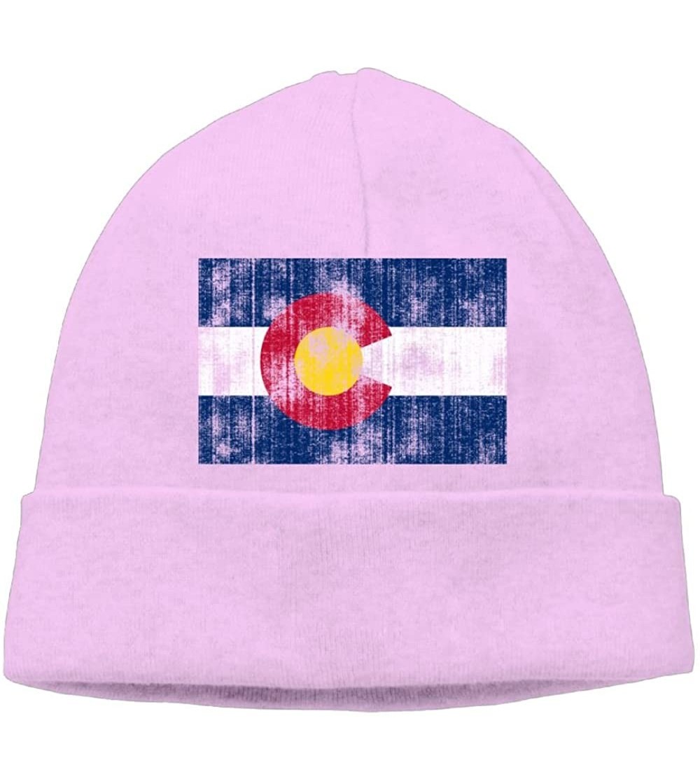 Skullies & Beanies Beanie Hat Knit Caps Winter Warm Funny Old Colorado Flag Unisex - Pink - C818IZR8WQS