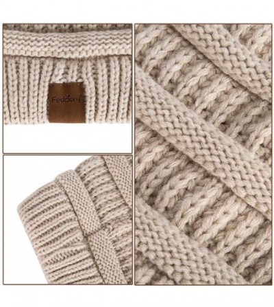 Skullies & Beanies Slouchy Beanie Hat for Women- Winter Warm Knit Oversized Chunky Thick Soft Ski Cap - Black+oatmeal - C218X...