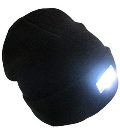 Skullies & Beanies Mens Winter 5 lED Lights Lighted Night Fishing Knitt Beanie Hat Cap Roll-up Brim - Wine - CZ1298507KR