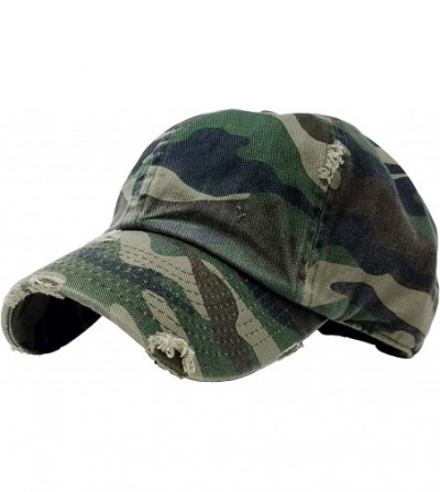 Baseball Caps Dad Hat Adjustable Unstructured Polo Style Low Profile Baseball Cap - Distressed Camo (Green) - CL18DAQ7N9U