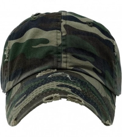 Baseball Caps Dad Hat Adjustable Unstructured Polo Style Low Profile Baseball Cap - Distressed Camo (Green) - CL18DAQ7N9U