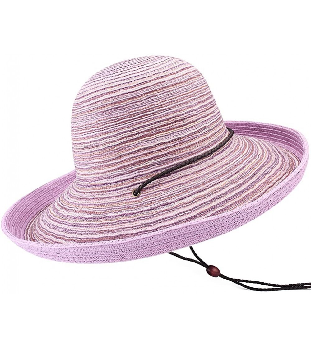 Sun Hats Wide Brim Floppy Sun Hat 100% Cotton Packable Summer Beach Hats for Women - Sh052 Light Purple - CB18NLKKAQ8