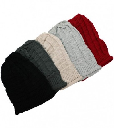Skullies & Beanies Women Knit Beanie Baggy Oversize Winter Warm Hat Soft Slouchy Beanie Skully Cap - Beige - CS18KZMWIQH