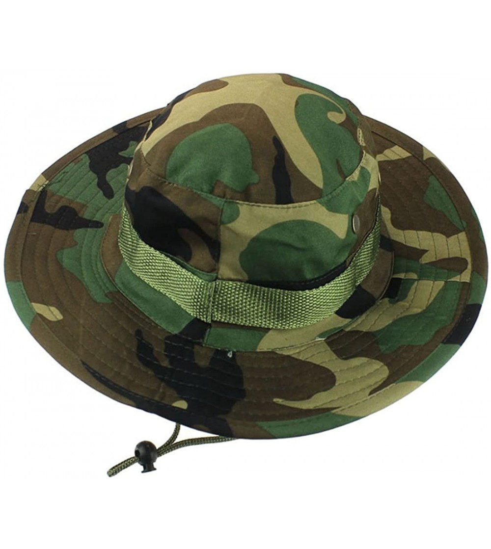Sun Hats Bucket Hat Boonie Hunting Fishing Outdoor Wide Cap Brim Military - Green - C111P3UDS53