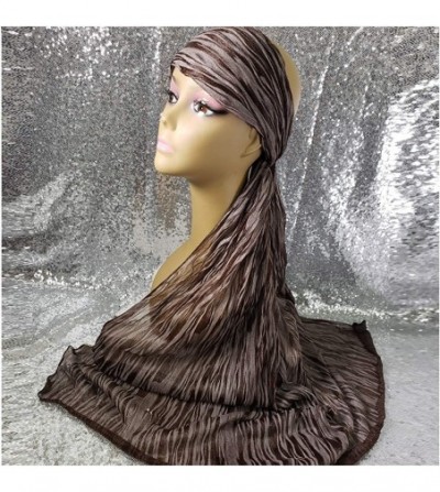 Headbands Head Wrap Scarf Turban - Long Black Head Scarf Wrap Turban Hair Scarf Tie Color Headband 1 or 2 Set - C918E9NUIQ0