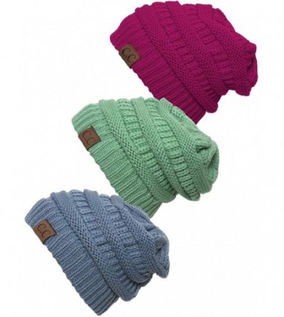 Skullies & Beanies Women's 3-Pack Knit Beanie Cap Hat - CA18LRKH2Z9