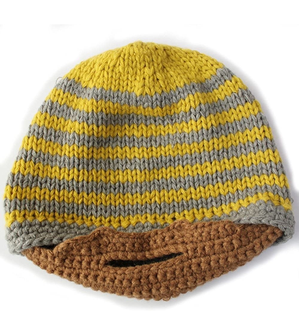 Skullies & Beanies Men Beard Beanie Handmade Winter Hat Outdoor Face Warmer - Yellow - CG11FO0ZZGR