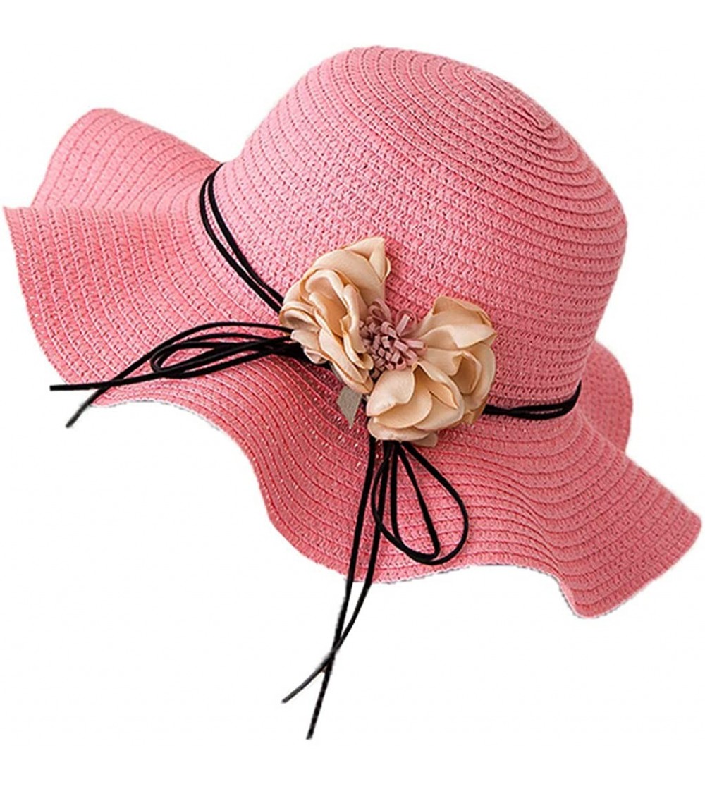 Sun Hats Women Summer Hat Cotton Linen Fisherman Cap Sunscreen Foldable Solid Color Beach Hat - Pink - C618QY439K9