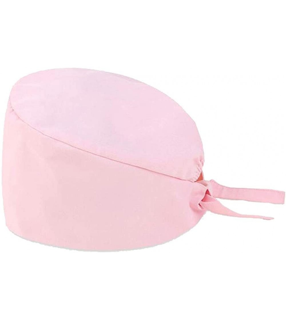 Skullies & Beanies Scrub Cap Sweatband Adjustable Bouffant Hats Headwear for Womens Mens Boys Girls - Pink-1pc - CB1983YWZSW