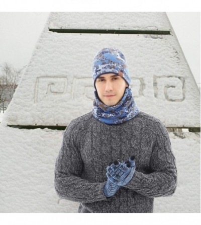 Skullies & Beanies Winter Warm Knitted Balaclava Hat Scarf Ski Knit Caps - Camo Blue - CK18ZTHDNGW