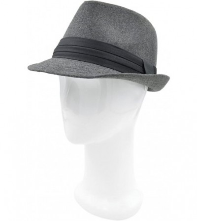 Fedoras Unisex Classic Solid Color Felt Fedora Hat with Black Band - Grey - CQ12CFYPJXN