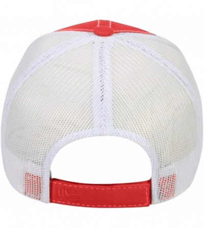 Baseball Caps Custom Trucker Mesh Back Hat Embroidered Your Own Text Curved Bill Outdoorcap - Red/White - C418K55L6RL