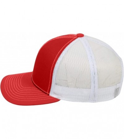 Baseball Caps Custom Trucker Mesh Back Hat Embroidered Your Own Text Curved Bill Outdoorcap - Red/White - C418K55L6RL