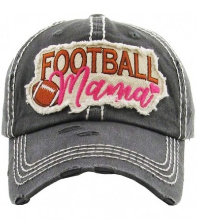 Baseball Caps Football Mama Women's Vintage Cotton Baseball Hat - Grey/Distressed Patch - C318Z4XYCX5
