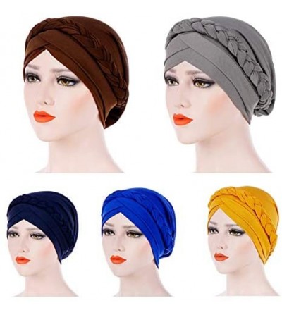 Skullies & Beanies Hijab Braid Silky Turban Hats for Women Cancer Chemo Beanies Cap Headwrap Headwear - Navy Blue - CW18R5MLHTC