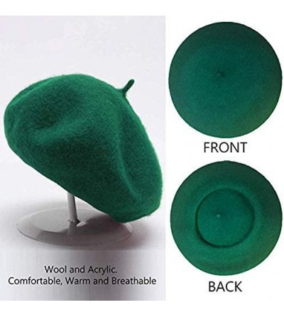 Berets French Wool Berets Hat Artist Casual Fashion Winter Warm Beanie Cap for Women - Green - C618NNALMAK