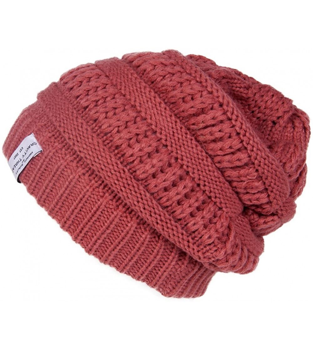 Skullies & Beanies Crochet Knit Weave Beanie (2 Pack) - Rose - CK11OMKR5WH
