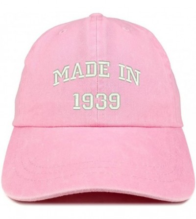 Baseball Caps Made in 1939 Text Embroidered 81st Birthday Washed Cap - Pink - CB18C7I520A