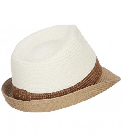 Fedoras Patterned Band Paper Straw Fedora - Tan - CM12HV9PS47