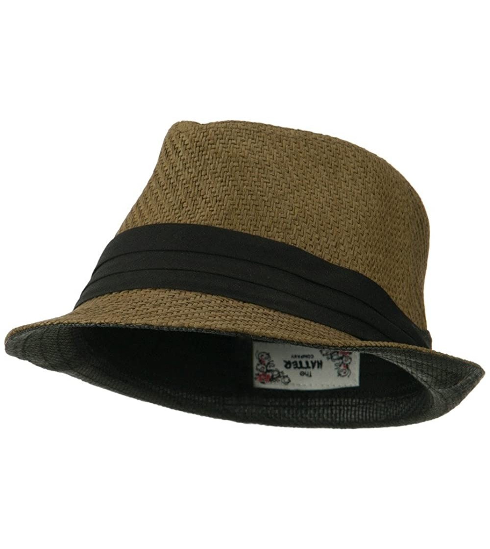 Fedoras Toyo Fedora Hat with Black Band - Brown - C611E8U1TY1