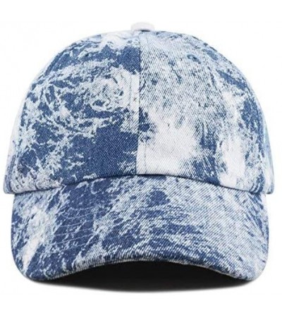 Baseball Caps Unisex 100% Cotton Tie Dye Low Profile Washed Baseball Cap - Dark Denim - CM18E4DHZYW