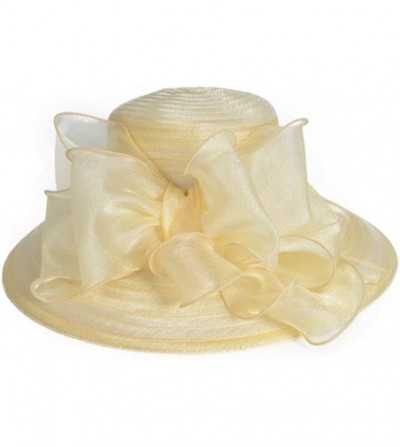 Sun Hats Women's Dressy Church Baptism Wedding Derby Hat - Apricot - CA17YSX3YA5