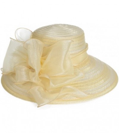 Sun Hats Women's Dressy Church Baptism Wedding Derby Hat - Apricot - CA17YSX3YA5