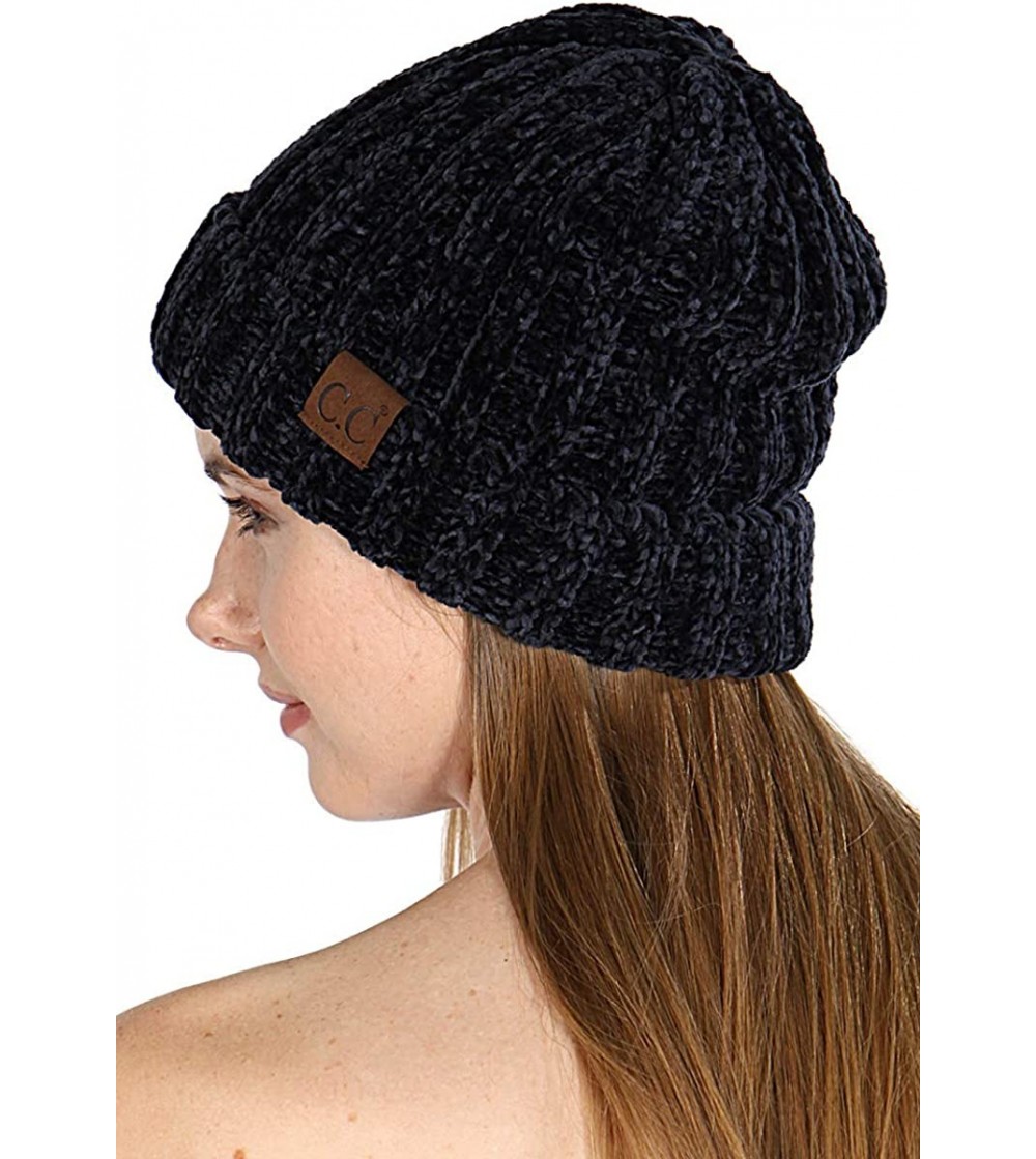Skullies & Beanies Hand Knit Beanie Cap for Women- Soft Handmade Handknit Thick Cable Hat - Navy 15 - CU18QQSIAAG