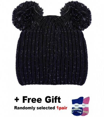 Skullies & Beanies Women/Men's Winter Fur Ball Pompom Beanie Cozy Knit Hat - Pompom7 Black - CQ188HMWOU5