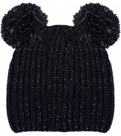Skullies & Beanies Women/Men's Winter Fur Ball Pompom Beanie Cozy Knit Hat - Pompom7 Black - CQ188HMWOU5