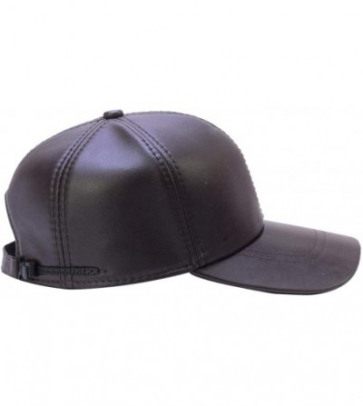 Baseball Caps Men's Genuine soft lambskin Leather Baseball hats driving Adjustable Cap - Brown - C71247K39ZX