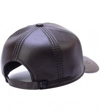 Baseball Caps Men's Genuine soft lambskin Leather Baseball hats driving Adjustable Cap - Brown - C71247K39ZX
