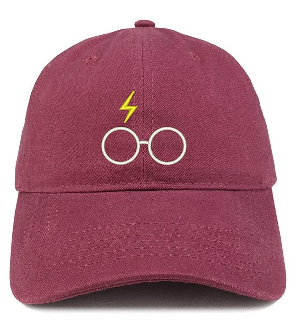 Baseball Caps Harry Glasses Embroidered Soft Cotton Adjustable Cap Dad Hat - Maroon - CT185HNOKD7