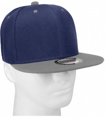Baseball Caps Classic Snapback Hat Cap Hip Hop Style Flat Bill Blank Solid Color Adjustable Size - 1pc Navy/Grey - CO18GNE4EC9