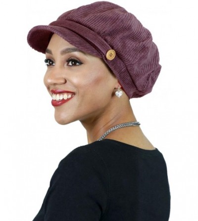 Newsboy Caps Newsboy Cap for Women Cancer Headwear Chemo Hat Brianna Cabbie Ladies Head Coverings Corduroy - Burgundy - CN18Y...