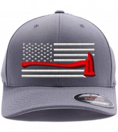 Baseball Caps Flag Embroidered Wooly Combed Flexfit - Grey-2 - C9180R8MXCH