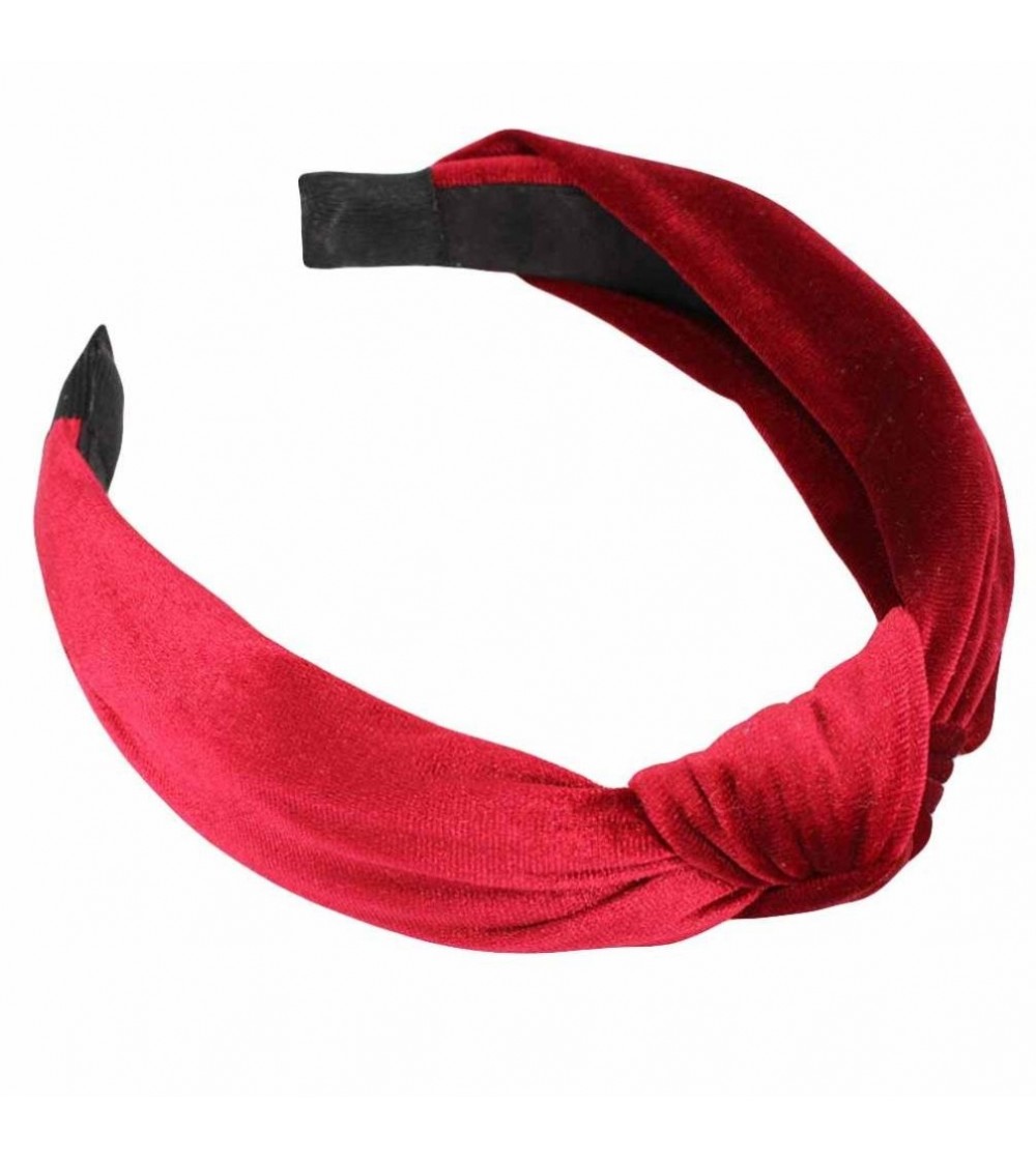 Headbands Womens Bow Knot Headband-Twist Cross Tie Velvet Headwrap Hair Band Hoop-Clearance! (Red) - Red - C818EIQ2AUT