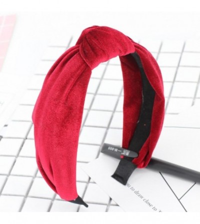 Headbands Womens Bow Knot Headband-Twist Cross Tie Velvet Headwrap Hair Band Hoop-Clearance! (Red) - Red - C818EIQ2AUT