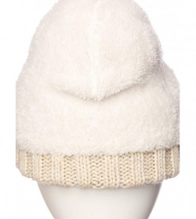 Skullies & Beanies Women Chunky Soft Strech Cable Knit Pom Pom Beanie Sherpa Fleece Lined - Whtie Mix Confetti - CC18KIQDL7Q