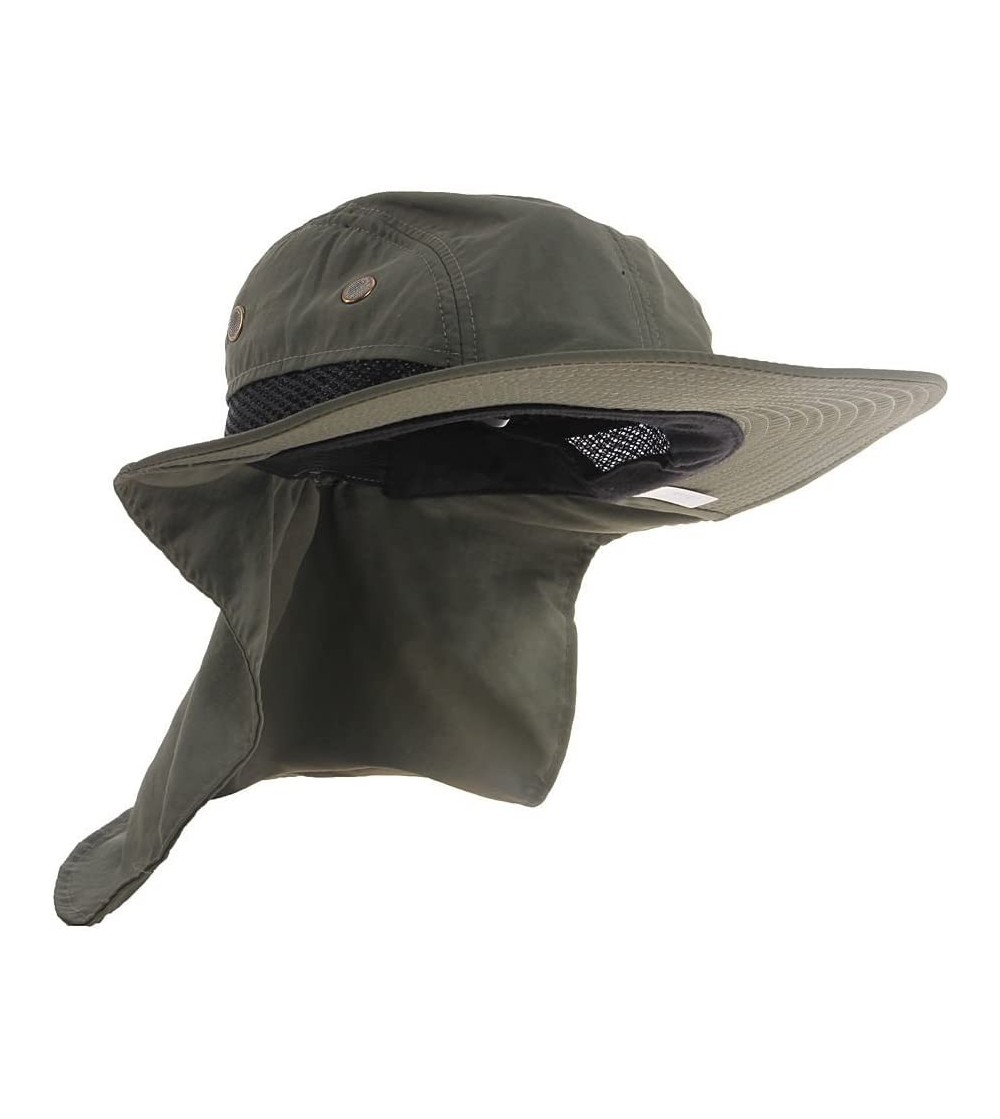 Sun Hats UV Protection Outdoor Sun Hat Safari Fishing Hat with Neck Flap Ear Cover Wide Brim Sun Cap - Army Green - C012N60I09N