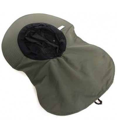 Sun Hats UV Protection Outdoor Sun Hat Safari Fishing Hat with Neck Flap Ear Cover Wide Brim Sun Cap - Army Green - C012N60I09N