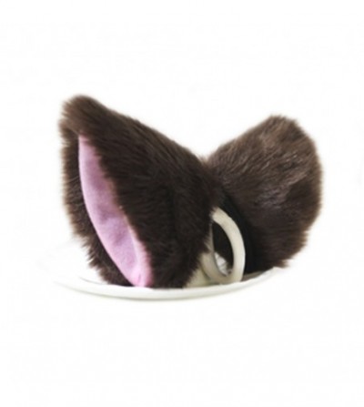 Headbands Cat Long Fur Ears Hair Clip Headwear Headband Cosplay Halloween Costume Orecchiette (Brown with Pink inside) - CI12...