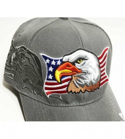 Baseball Caps Patriotic USA American Flag Print Baseball Cap Embroidered - Dark Grey - C311WDGCQ71