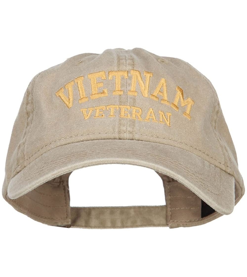 Baseball Caps Vietnam Veteran Embroidered Washed Cap - Khaki - CT186RQO4L5