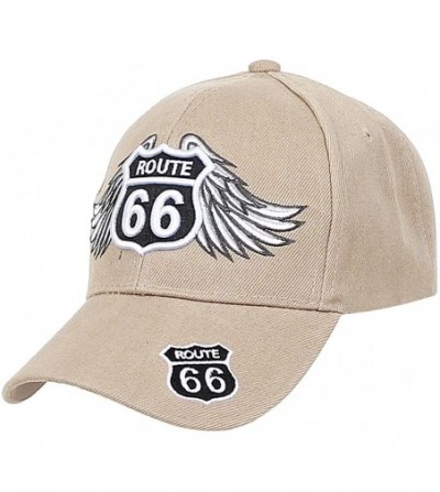 Baseball Caps Baseball Cap Route 66 Fashion Hat Headwear Bike Wing CA Casual Premium Quality - 02_down Wings_khaki - C417YDED52N
